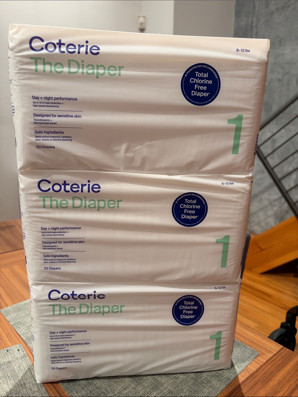 Coterie the diaper size 1 (3 packs 99 diapers) brand new